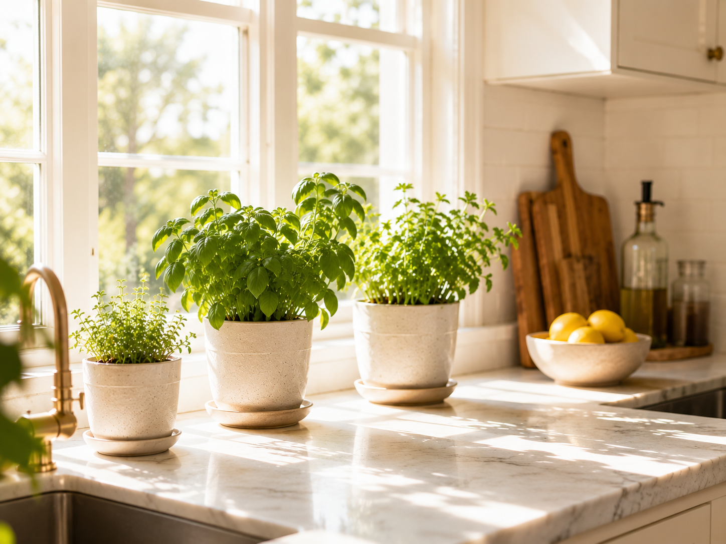 Bright minimal kitchen with morning light
