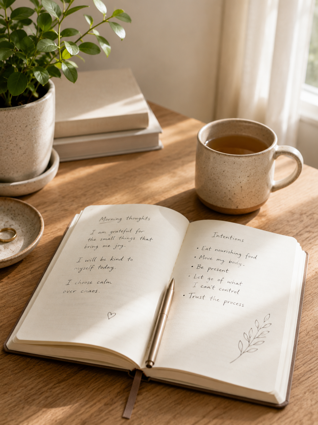 Journal and morning coffee